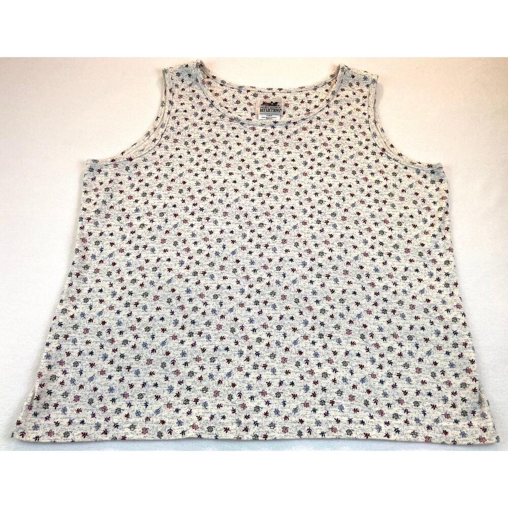 Northern Reflections Vtg Tank Sleeveless Mini-Leaf Print XL